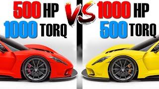 Who's faster? Explained and Simulated - Horsepower vs Torque