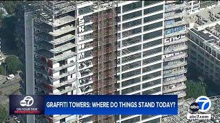 Why haven't downtown Los Angeles's graffiti-covered towers been cleaned up?