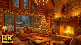 Cozy Christmas Music With Fireplace  | Cozy Holiday Ambience for a Peaceful Winter Night  | 4K