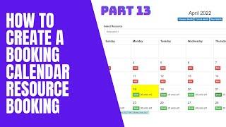 How to create a booking calendar | multiple resources | php mysql | Part 13