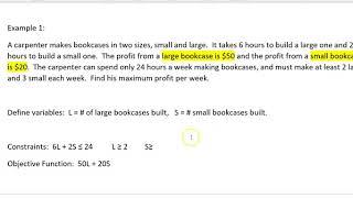 Linear Programming (intro -- defining variables, constraints, objective function)