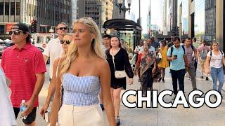 Famous Chicago The Magnificent Mile / Michigan Avenue, Summer on Saturday | August 31, 2024 | 4k