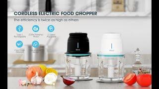 Electric Cordless Food Chopper, Olrid Mini Food Processor with 2.5 Cup BPA Free Glass Bowl