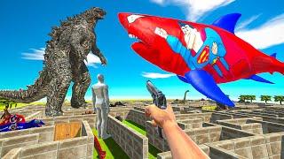 FPS AVATAR SAVE GODZILLA FROM SUPER MAN MEGALADON DINO MAZE - Animal Revolt Battle Simulator ARBS