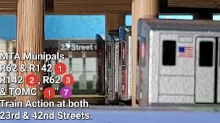 MTA Munipals Holiday Special 1: TOMC "1" (7), R62/R62A/R142 1, 2, & 3 Action @ 42nd & 23rd Streets