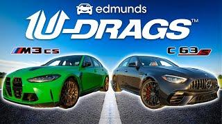 U-DRAG RACE: Mercedes-AMG C 63 S E Performance vs. BMW M3 CS | Quarter Mile, Handling & More