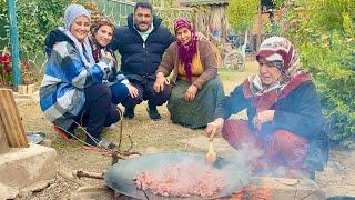 ABİM İSTANBULA DÖNÜYOR  ODUN ATEŞİNDE KUZU ETİ KAVURMA  ŞİFALI EBE GÖMECİ KÖY YEMEĞİ