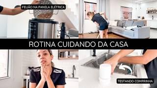 UM dia de rotina de DONA DE CASA - Lavei a bancada da cozinha | Organizando | Cozinhei feijão