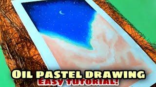 Easy Oil Pastel Drawing Tutorial for Beginners - Beautiful Pink Clouds - Step by step