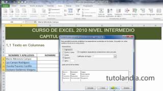 Curso de Excel Intermedio: 1.1 Texto en Columnas