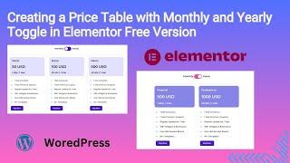 Creating a Price Table with Monthly and Yearly Toggle in Elementor Free Version in Bangla (2024)