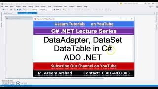 DataAdapter, DataSet DataTable in C# ADO  NET