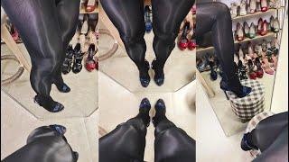Crossdress Try On Heeled Sandals .Women Gorgeous Sandal Crossdress Stockings . #highheels #heels
