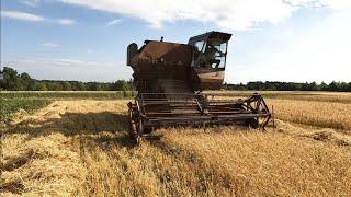 harvester of the ussr. Niva sk-5 of 1970  in action. summer, harves.combine