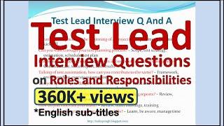 Test Lead Interview Questions And Answers-Test Lead Roles And Responsibilities-Test Lead-Interview