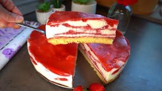 Strawberry cake with mascarpone and sour cream - very creamy, fruity and delicious ‼️ 