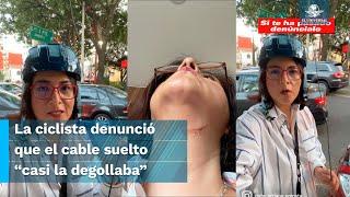 Luego de casi “degollar” a una ciclista, arreglan cable suelto en la CDMX