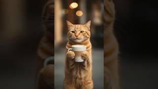 Coffee Cat Loves His Coffee