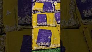 Most most trending tissue crush sarees with moti work contrast blouse only at nooka collections