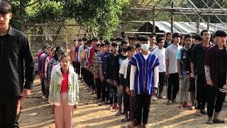 Karenni IDP camp students singing Karenni Anthem at the morning