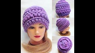 Шапка с интересной макушкой крючком crochet cap