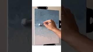 Painting detailed clouds and a smooth ocean wave with acrylics ️  #shorts #art #acrylicpainting