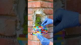 Brick wall restoration using Lego 