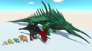 Triceratops of Evolution vs ALL Dinosaurs Kaiju Monsters: Mothra Godzilla and Devil T-Rex Allosaurus