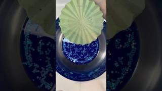 Crush very crunchy green chalk reform on blue water #asmr #satisfying