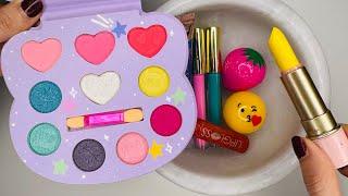 Coloring Slime with Cute 🩷️Lipstick Lip Balm & Eyeshadow! ASMR & Satisfying Makeup slime!