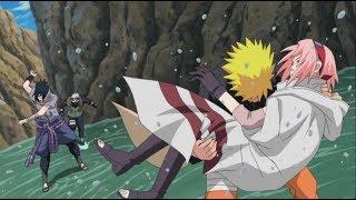 Kakashi and Naruto saves Sakura from Sasuke after he tries to kill her twice - HD