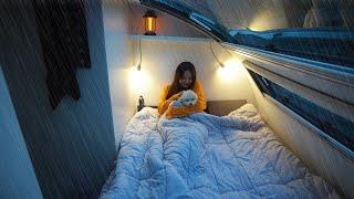 Cozy caravan camping with your dog in the rain all day