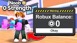 I Survived 24 Hours as NOOB with 0 Robux in Arm Wrestle Simulator! (Roblox)