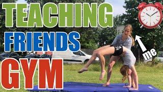 LEARNING GYMNASTICS IN 1 HOUR?? // Teaching my friends gymnastics | PolinaTumbles