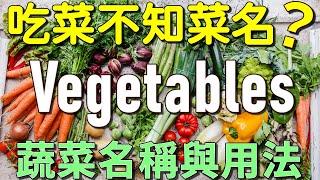 常見蔬菜英文名稱 | 輕鬆學會各種蔬菜名稱與用法 | Vegetable Names and Sentences (影像對照、一學就會)