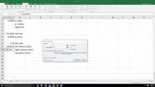 MA 200 Excel Lab 5 Instruction (P-Values)