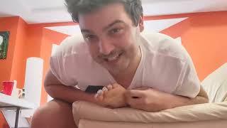 He TICKLES his WIFE´s feet on the couch for FUN