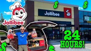 Eating at JOLLIBEE for 24 Hours • Stealth Camping #VANLIFE