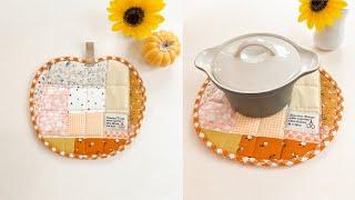 How to make Pumpkin Potholder | Trivet Making | Fall Sewing | Beginner Sewing