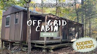 Woodys Off Grid Cabin Week 5, storage in the cabin, DIY retractable stairs, changing tractor tires