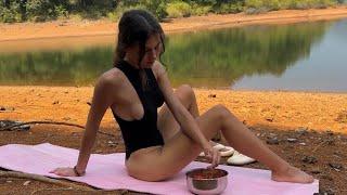 beauty solo campingTetty found water on Mars🪐 ASMR yoga on the lake shore