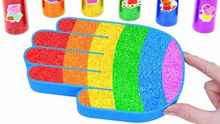 Satisfying Video | DIY How To Make Rainbow Hand From Mixing Gliiter Slime in Bathtub Cutting ASMR #9