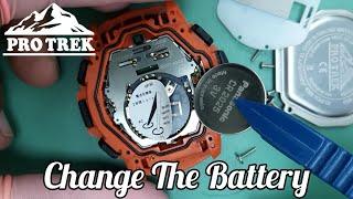 How To Change Battery CASIO PROTREK PRT-B50 Module 5601