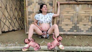 7 Months Pregnant Single Mother Experiences Pain in Late Stage of Pregnancy. Gardening and Cooking