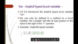 C# Beginner to advanced - Lesson 61 - var – Implicit typed local variable