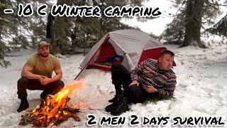 Winter camping in hot tent/ 15km hiking in the snowstorm / fullmoon / cooking ASMR