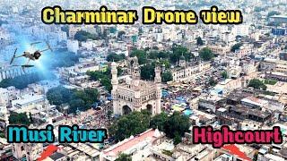 Hyderabad Drone views | Charminar -High Court -Musi River| #hyderabad #charminar