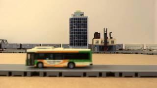 Tomytec bus system running along side my N scale layout HD