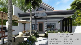 Simple House Design w/ Attic (1-Storey Residential , 2-bedrooms and attic)