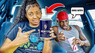 Pouring A Pound Of "SALT" In My BOYFRIENDS Drink To See His Reaction *HILARIOUS*